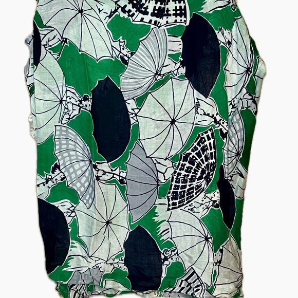 Banana Republic Green Black White Umbrella Print Lightweight Scarf | One Size - Picture 2 of 4